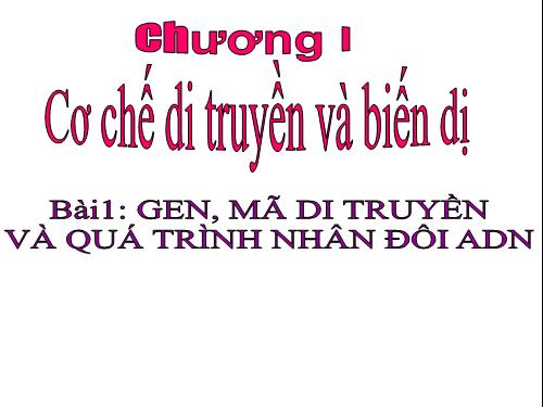 Bài 1. Gen, mã di truyền và quá trình nhân đôi ADN