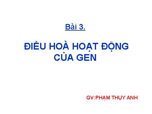 Bài 3. Điều hoà hoạt động gen