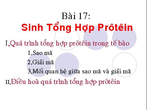 sinh tổng hợp Prôtêin