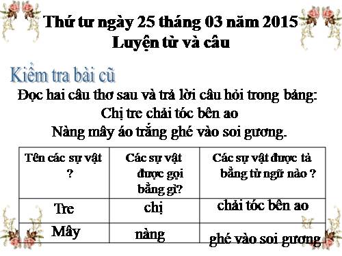 Tuần 28. Nhân hoá. Ôn tập cách đặt và trả lời câu hỏi Để làm gì? Dấu chấm, chấm hỏi, chấm than