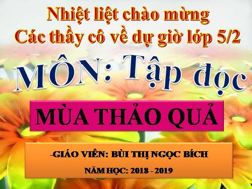 Tuần 12. Mùa thảo quả