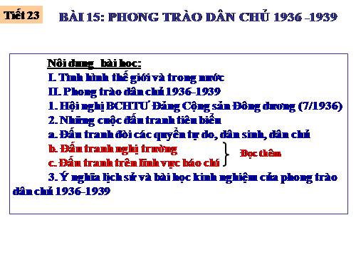 Bài 15. Phong trào dân chủ 1936 - 1939