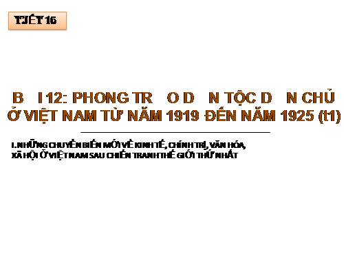 Bài 12. Phong trào dân tộc dân chủ ở Việt Nam từ năm 1919 đến năm 1925