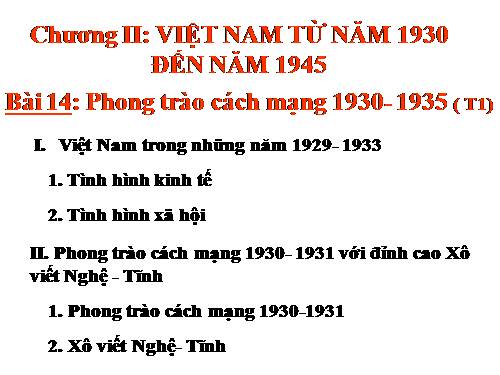 Bài 14. Phong trào cách mạng 1930 - 1935