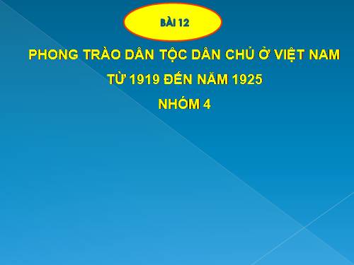 Bài 12. Phong trào dân tộc dân chủ ở Việt Nam từ năm 1919 đến năm 1925