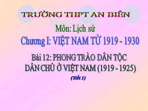 Bài 12. Phong trào dân tộc dân chủ ở Việt Nam từ năm 1919 đến năm 1925