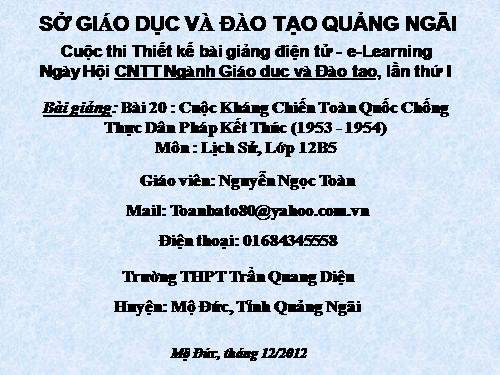 Bài 20. Cuộc kháng chiến toàn quốc chống thực dân Pháp kết thúc (1953 - 1954)