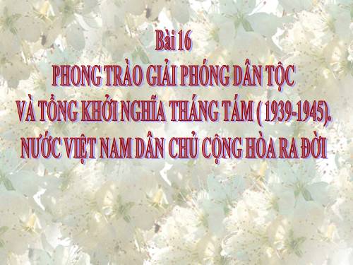 Bài 16. Phong trào giải phóng dân tộc và Tổng khởi nghĩa tháng Tám (1939 - 1945). Nước Việt Nam Dân chủ Cộng hoà ra đời