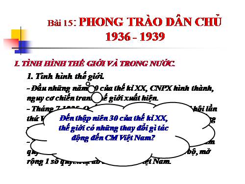 Bài 15. Phong trào dân chủ 1936 - 1939