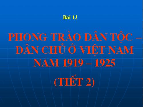 Bài 12. Phong trào dân tộc dân chủ ở Việt Nam từ năm 1919 đến năm 1925