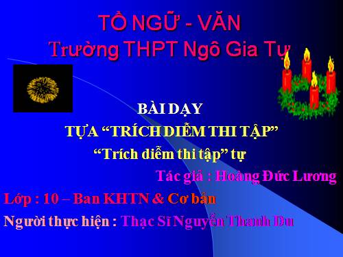 Tuần 21. Tựa "Trích diễm thi tập"