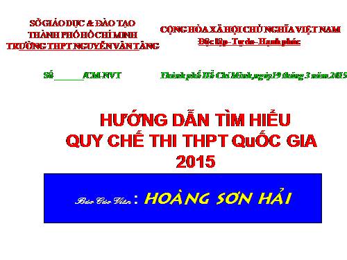 Hướng dẫn tư vấn thực hiện Quy chế thi THPT Quốc gia