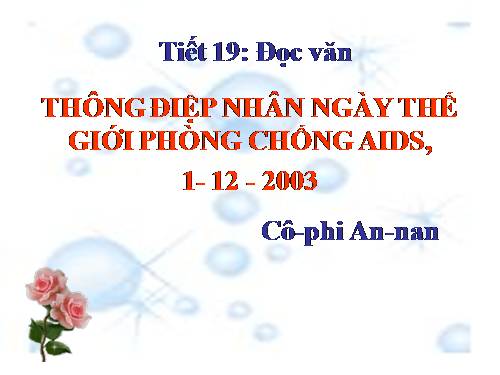 Tuần 6. Thông điệp nhân Ngày Thế giới phòng chống AIDS, 1 -12-2003