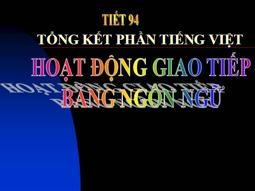 Tuần 32. Tổng kết phần Tiếng Việt: hoạt động giao tiếp bằng ngôn ngữ