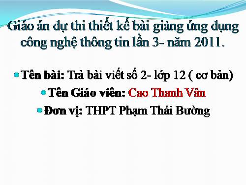 Tuần 8. Trả bài làm văn số 2