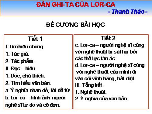 Tuần 14. Đàn ghi ta của Lorca