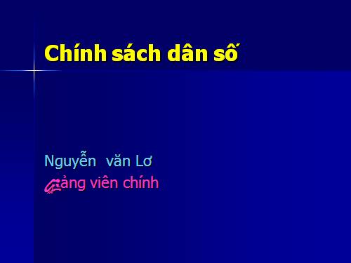 GD CD: ST Chính sách dân số