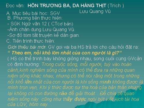 Tuần 29. Hồn Trương Ba, da hàng thịt