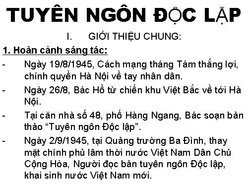 Tuần 2. Tuyên ngôn Độc lập