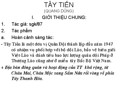 Tuần 7. Tây Tiến