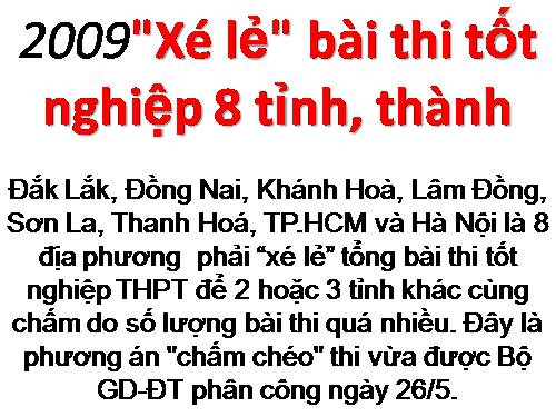 năm2009 'Xé lẻ' bài thi TốtNghiệp PTTH