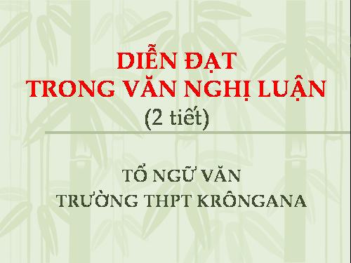 Tuần 28. Diễn đạt trong văn nghị luận