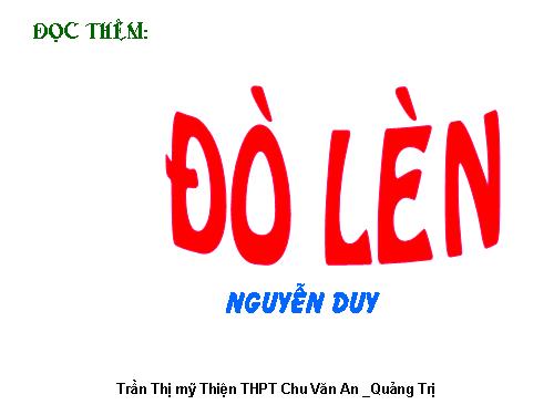 Tuần 12. Đọc thêm: Đò Lèn