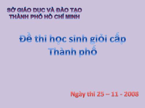 Đề thi học sinh Giỏi cấp Thành phố  - Vòng 1