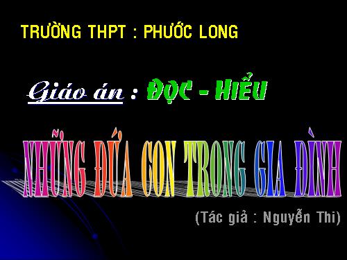 Tuần 23. Những đứa con trong gia đình