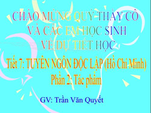 Tuần 2. Tuyên ngôn Độc lập