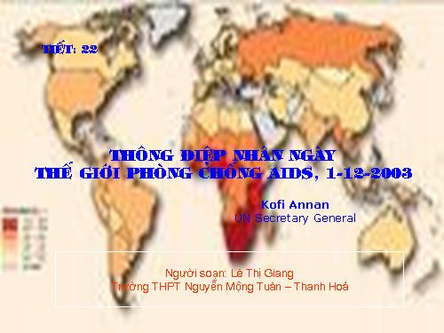 Tuần 6. Thông điệp nhân Ngày Thế giới phòng chống AIDS, 1 -12-2003