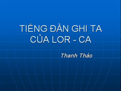 Tuần 14. Đàn ghi ta của Lorca