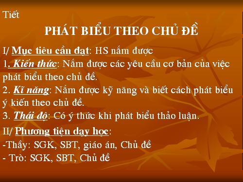 Tuần 9. Phát biểu theo chủ đề