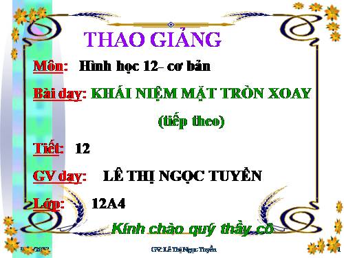 Chương II. §1. Khái niệm về mặt tròn xoay