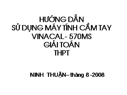 Hớng dẫn máy tính cầm tay