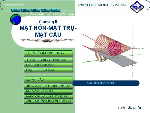 Chương II. §1. Khái niệm về mặt tròn xoay