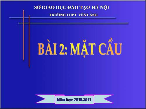 Chương II. §2. Mặt cầu