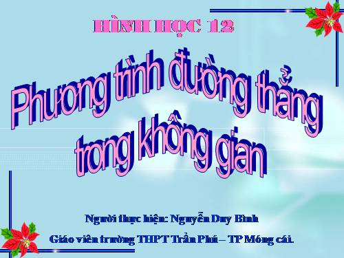 Chương III. §3. Phương trình đường thẳng trong không gian