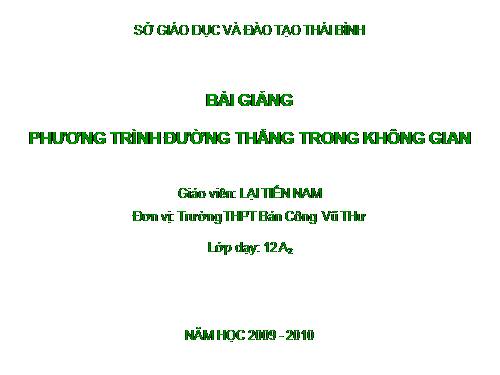 Chương III. §3. Phương trình đường thẳng trong không gian