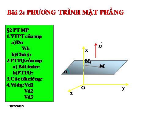 Chương III. §2. Phương trình mặt phẳng