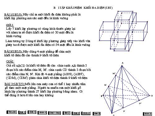 Bài tập: Khái niệm khối đa diện(SBT)