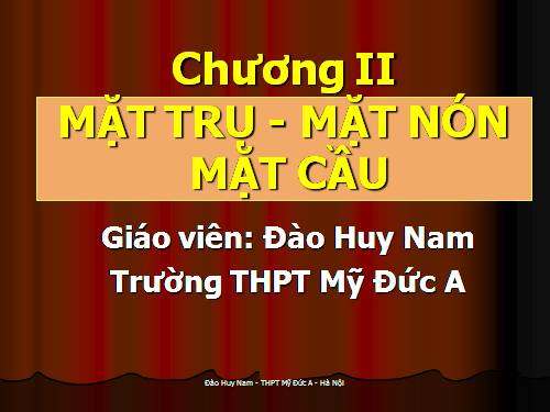 Chương II. §1. Khái niệm về mặt tròn xoay