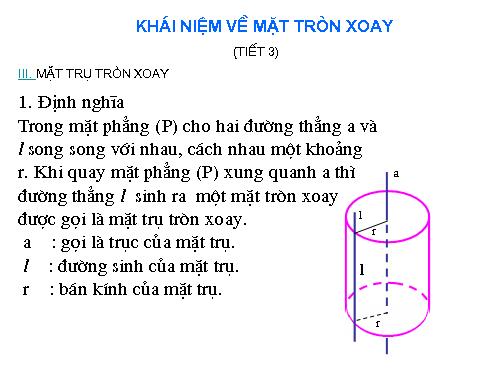 Chương II. §1. Khái niệm về mặt tròn xoay