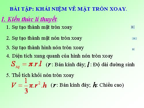 Chương II. §1. Khái niệm về mặt tròn xoay