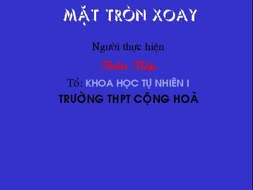 Chương II. §1. Khái niệm về mặt tròn xoay