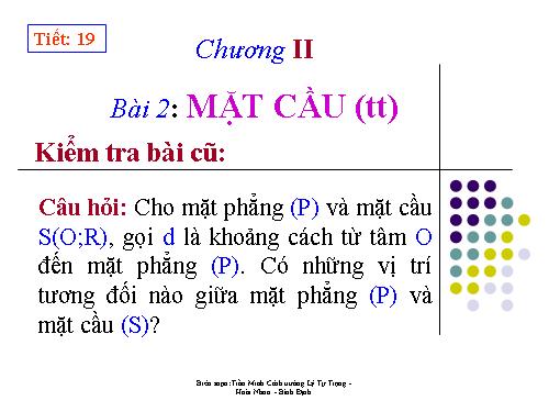 Chương II. §2. Mặt cầu