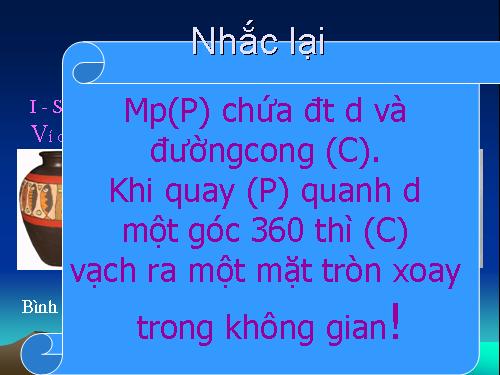 Chương II. §1. Khái niệm về mặt tròn xoay