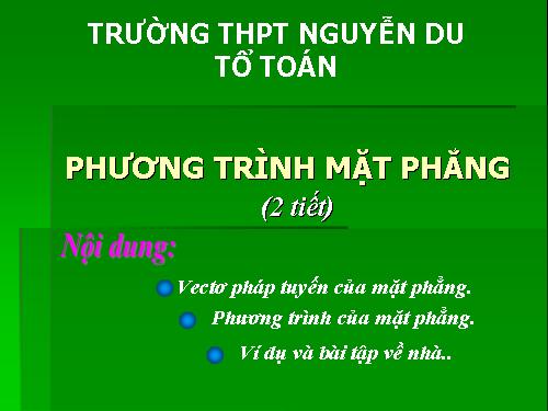 Chương III. §2. Phương trình mặt phẳng