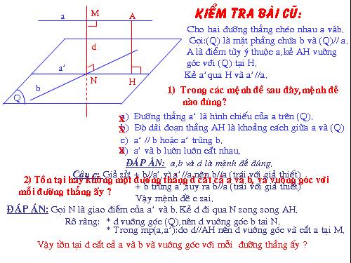 Khoảng cách giữa hai đường thẳng chéo nhau