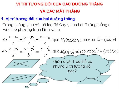 bai 7. Vị trí tương đối của các đường thẳng và các mặt phẳng